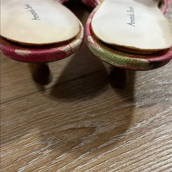 Vintage Y2K Amanda Smith Pink and Green Floral Kitten Heels - Picture 4 of 5